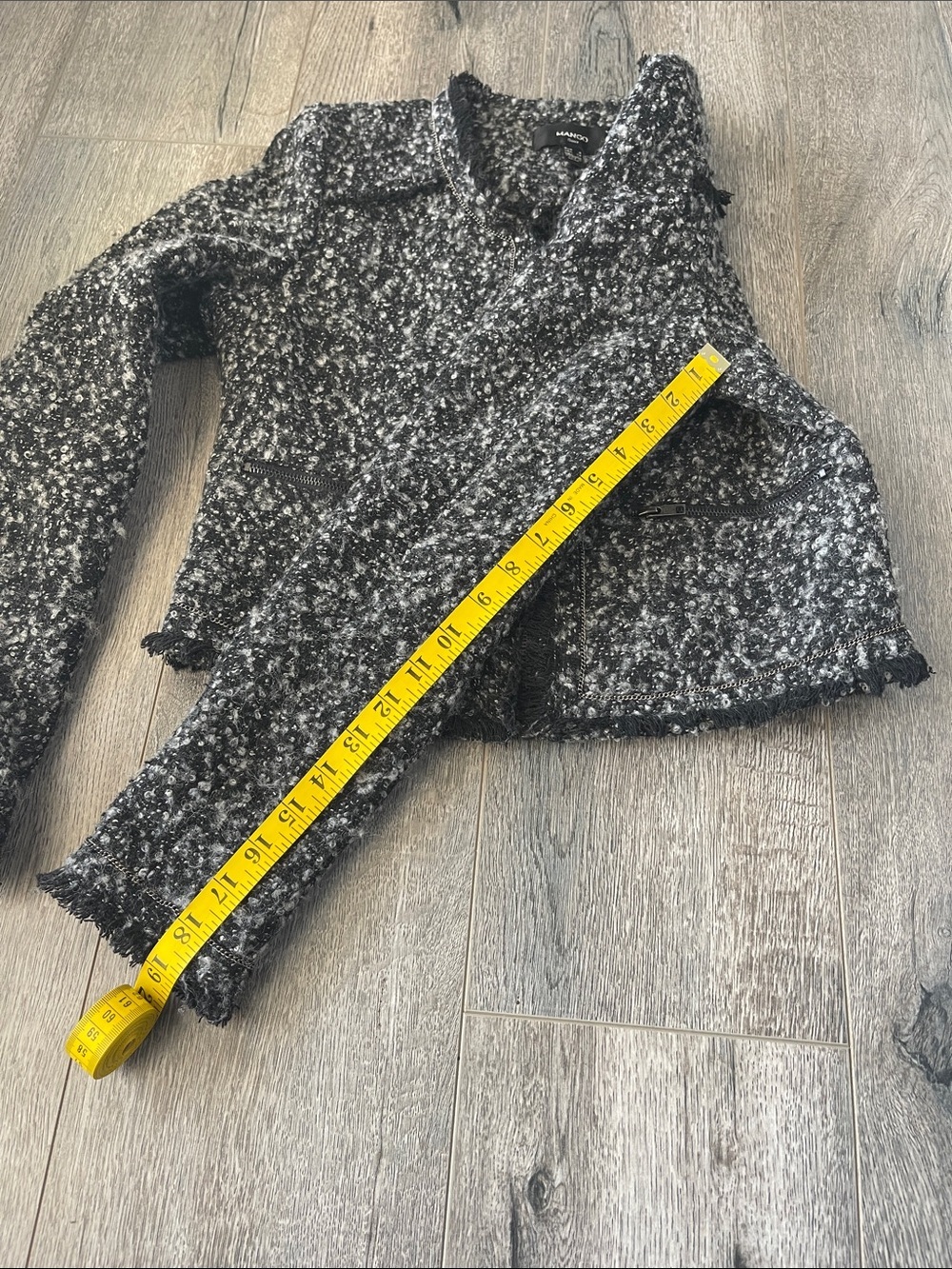 Mango Black and White Tweed Cropped Jacket - Picture 7 of 11
